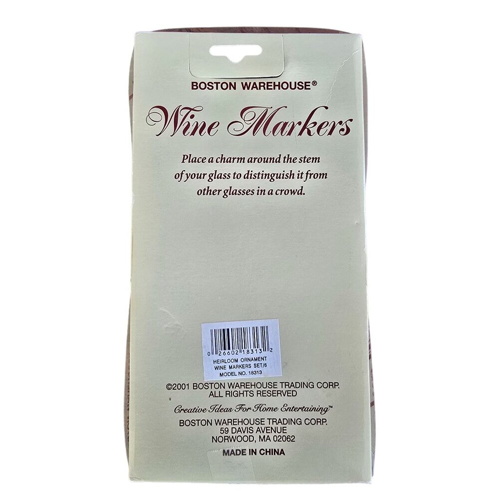Boston Warehouse Holiday Wine Markers Set With Festive Figures Set of 6 NOS - Picture 6 of 7
